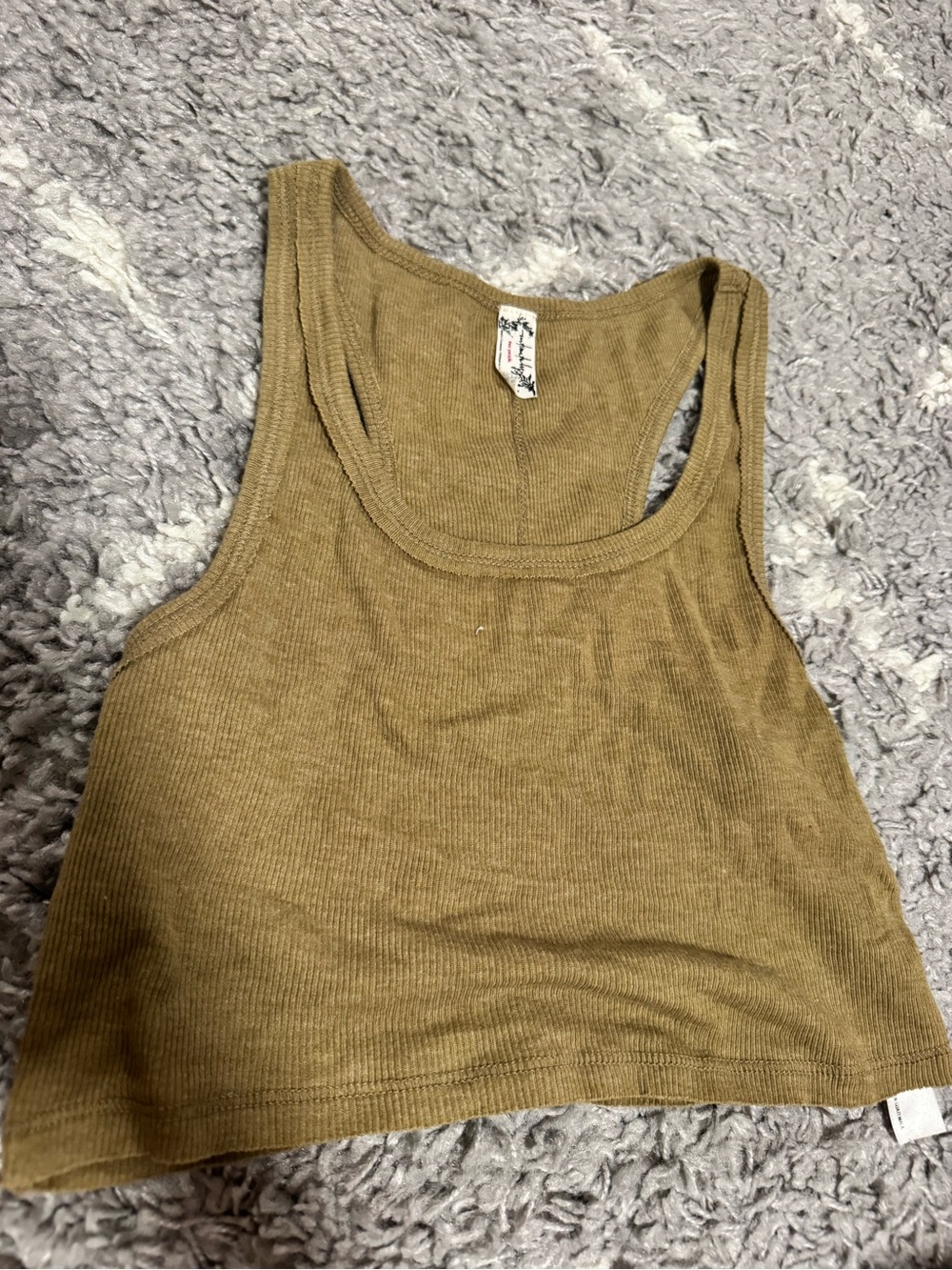 Free People Olive Green Ribbed Crop Tank